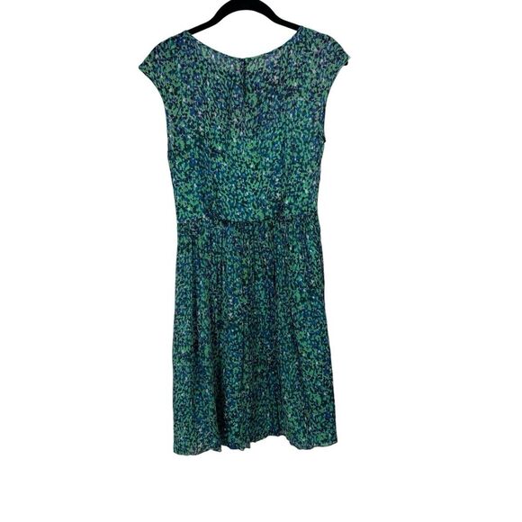 J. Crew Sweet Meadow Silk Midi Dress Women's Blue Green Watercolor Dots Size 4 - Picture 2 of 10